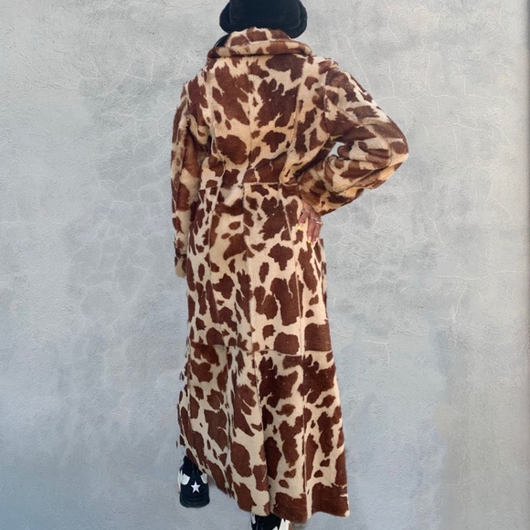 Shearling Cow Print Fur Coat - Picture 6 of 9